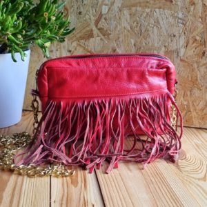 Aurora skórzana red frędzle