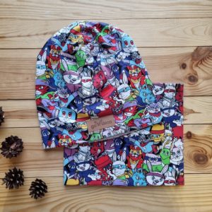 Czapka króliki + komin