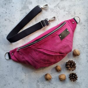 Nerka L skórzana pink