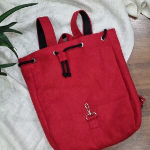 Plecak klapkowiec - materiałowy red