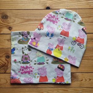 Czapka dla dziecka + komin Świnka Peppa