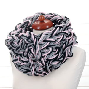 Kolorowy komin ze sznurka pink grey